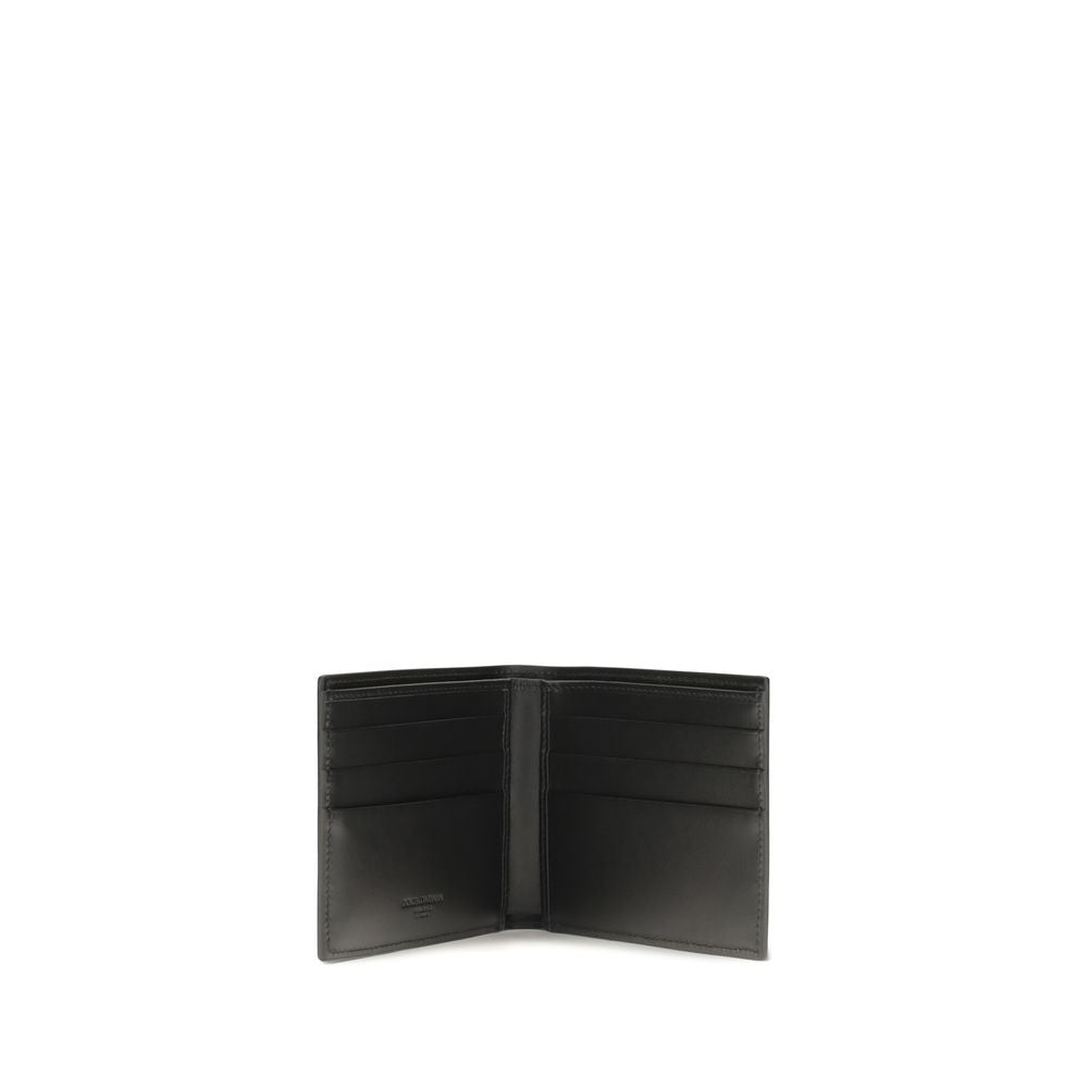 Dolce & Gabbana Schwarzes Kalbsleder Bos Taurus Portemonnaie