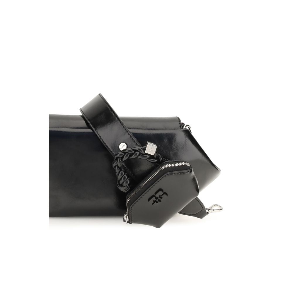 Ganni Schwarze Schultertasche aus Polyethylen