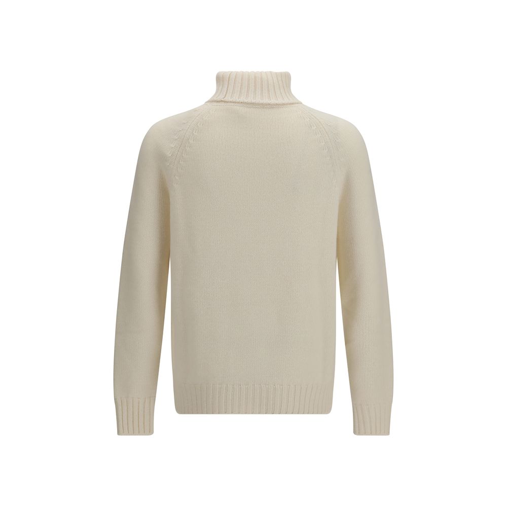 Umit Benan Weißer Kaschmir-Rollkragenpullover