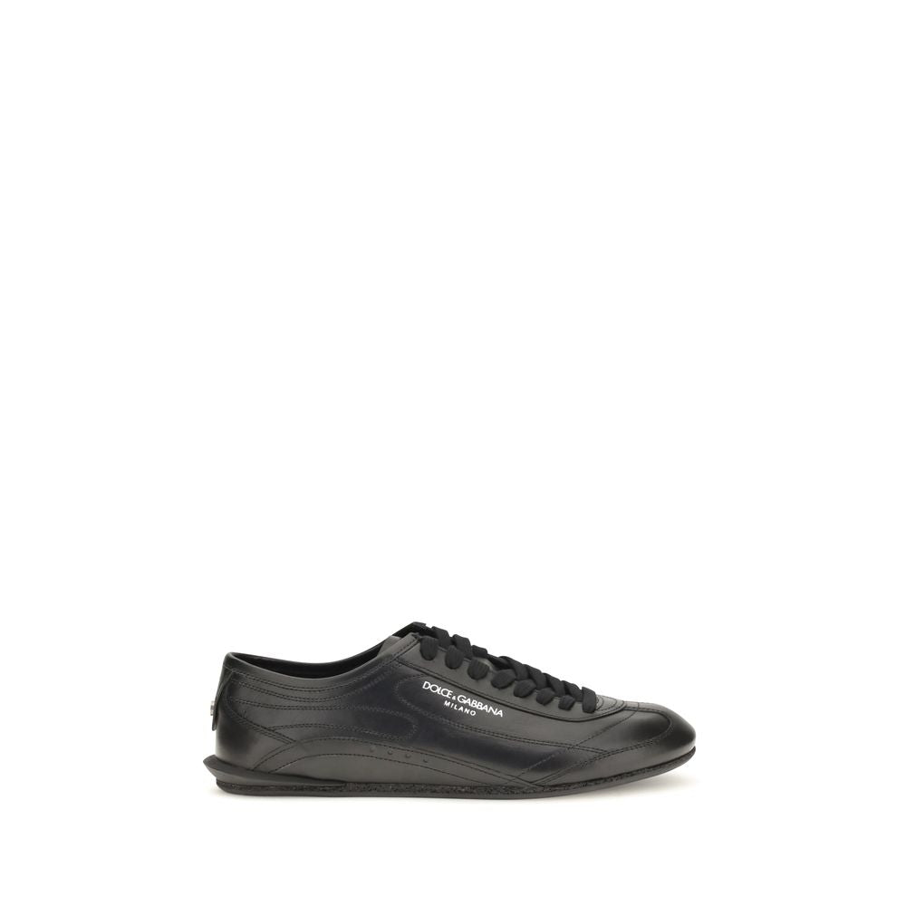 Dolce & Gabbana Schwarze Bos Taurus Kalbsleder Low-Top-Sneaker