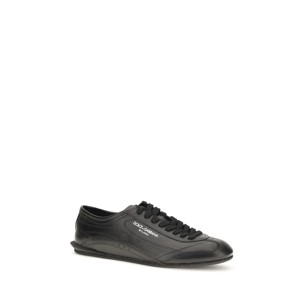 Dolce & Gabbana Schwarze Bos Taurus Kalbsleder Low-Top-Sneaker