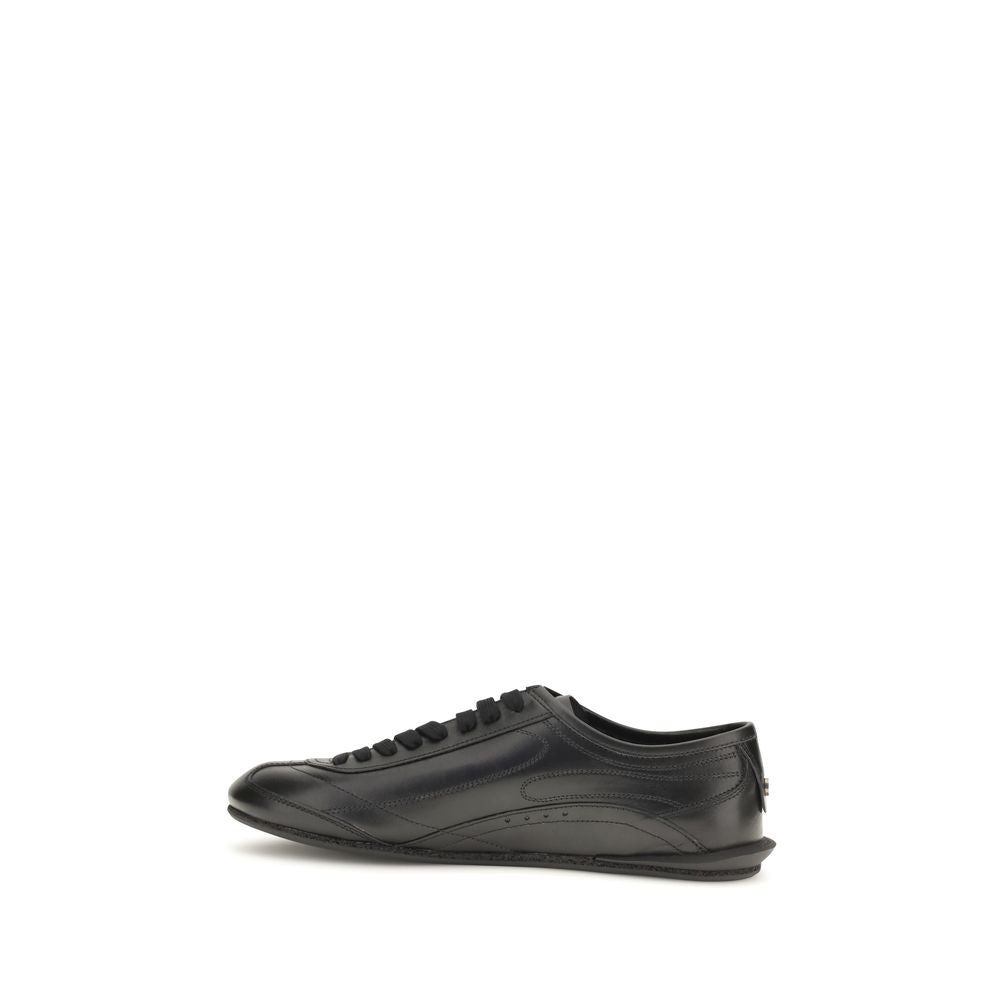 Dolce & Gabbana Schwarze Bos Taurus Kalbsleder Low-Top-Sneaker
