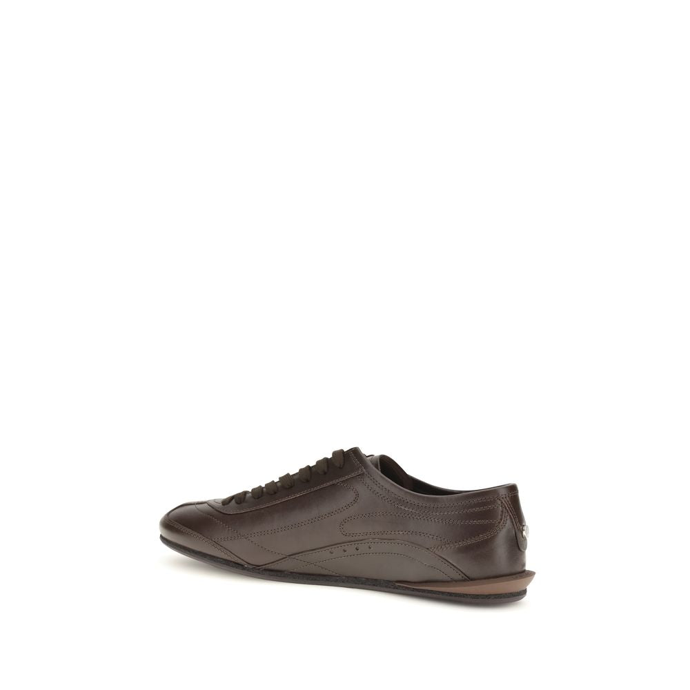 Dolce & Gabbana Braune Kalbsleder Bos Taurus Low Top Sneaker