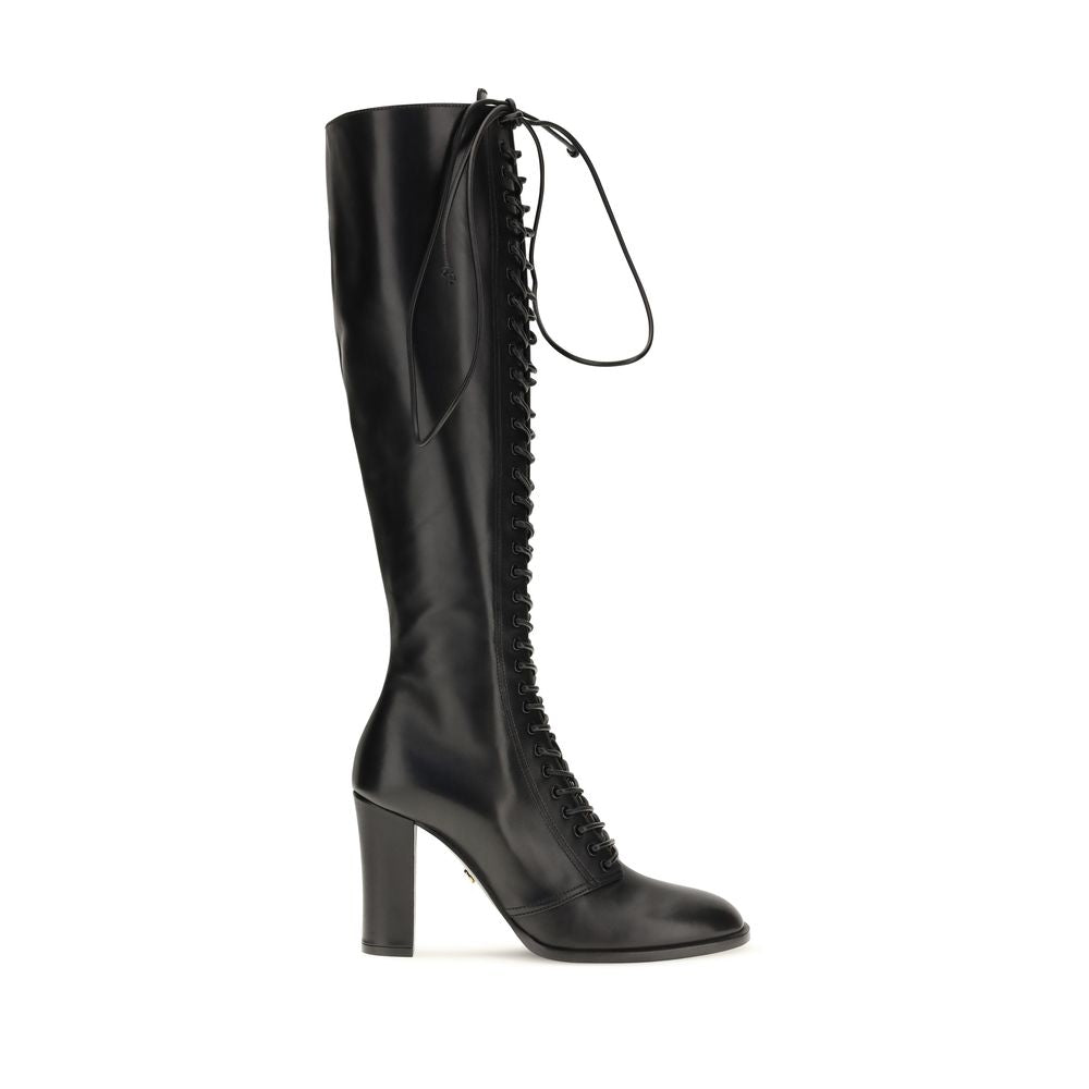 Dolce & Gabbana Schwarze Schnürstiefel aus Kalbsleder Bos Taurus