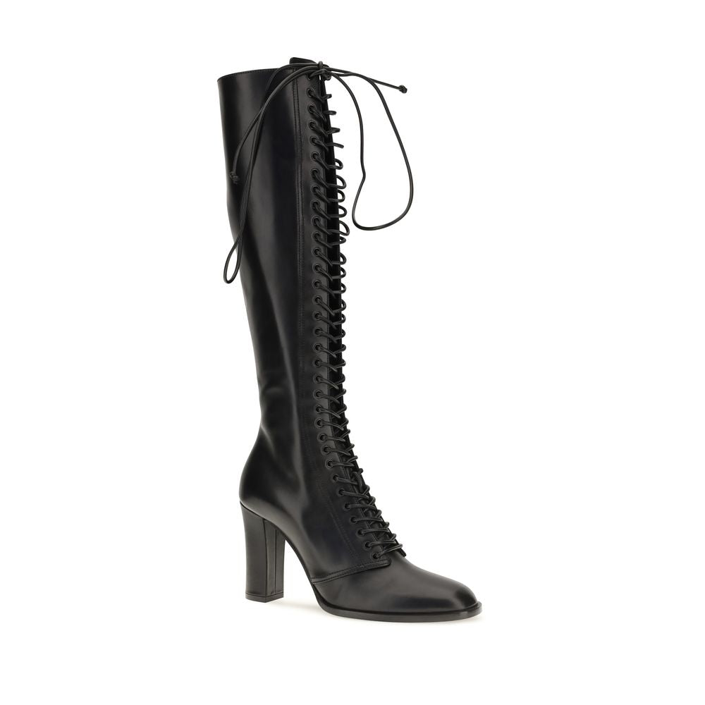 Dolce & Gabbana Schwarze Schnürstiefel aus Kalbsleder Bos Taurus