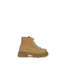 Ganni Beige Recycled Leather Schnürstiefel