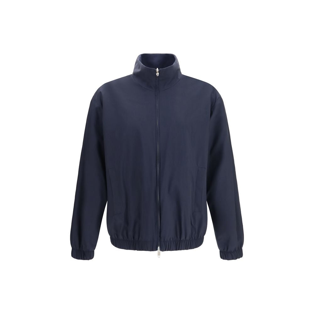 Umit Benan Blaue Seidenjacke in voller Länge