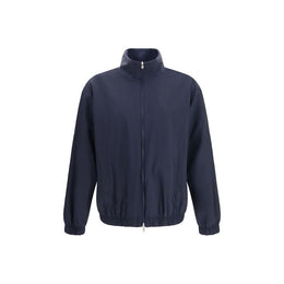 Umit Benan Blaue Seidenjacke in voller Länge