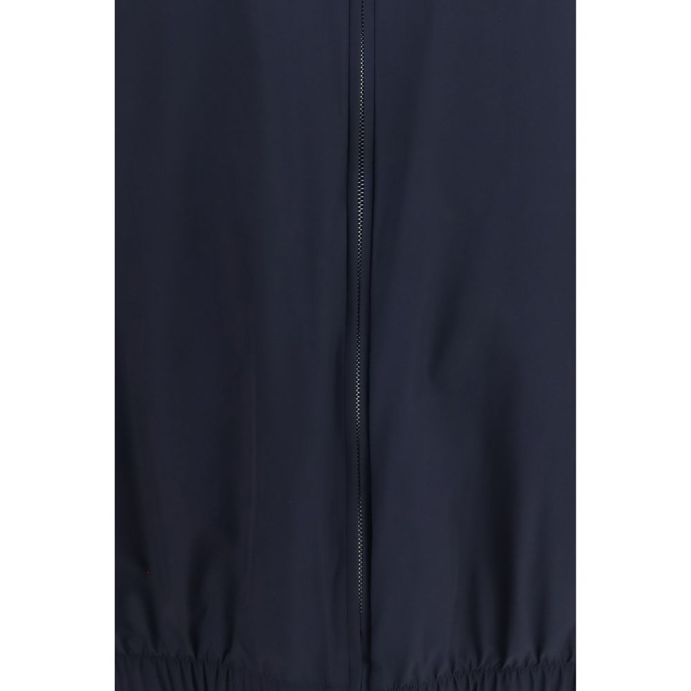 Umit Benan Blaue Seidenjacke in voller Länge