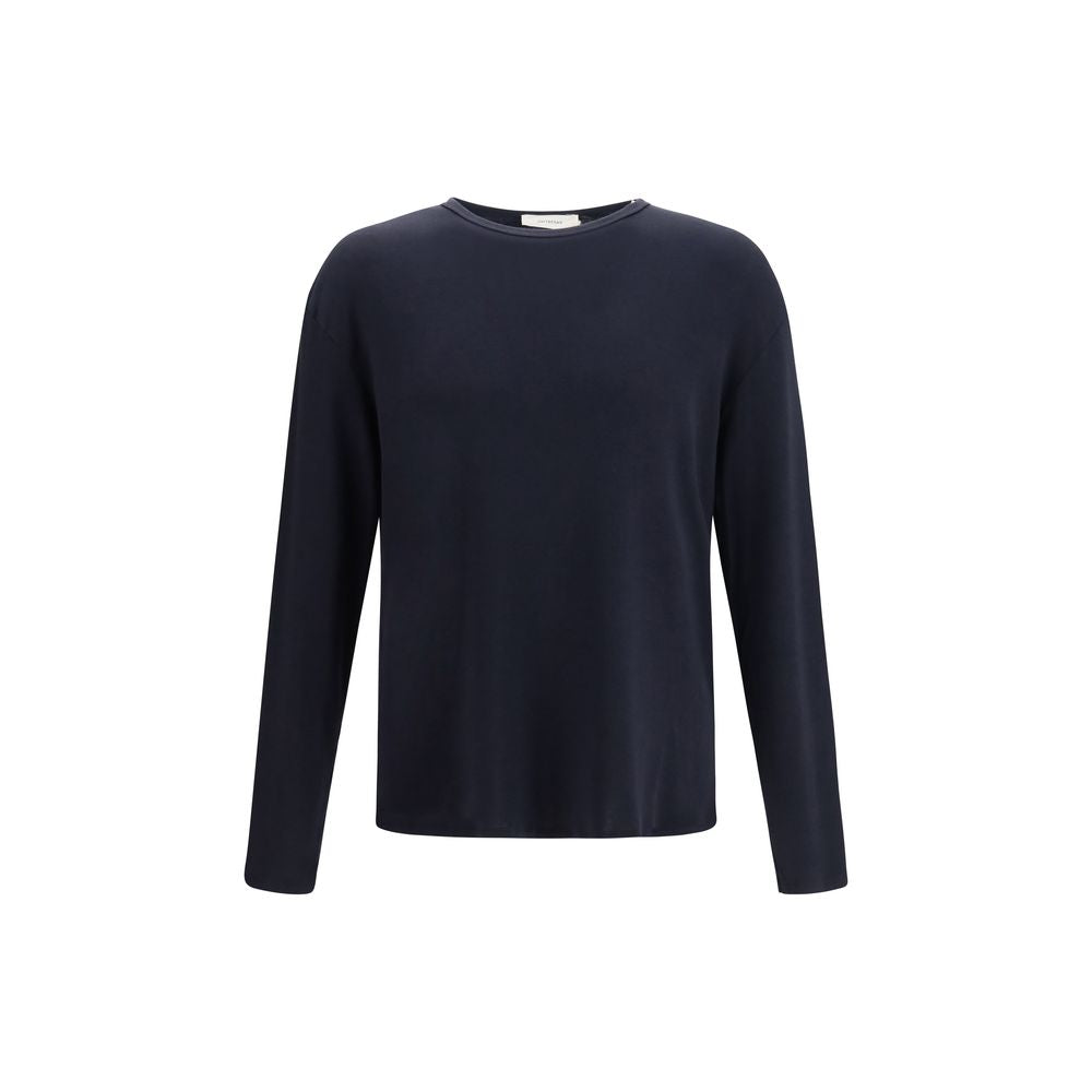 Umit Benan Blaues Baumwoll-Langarmshirt