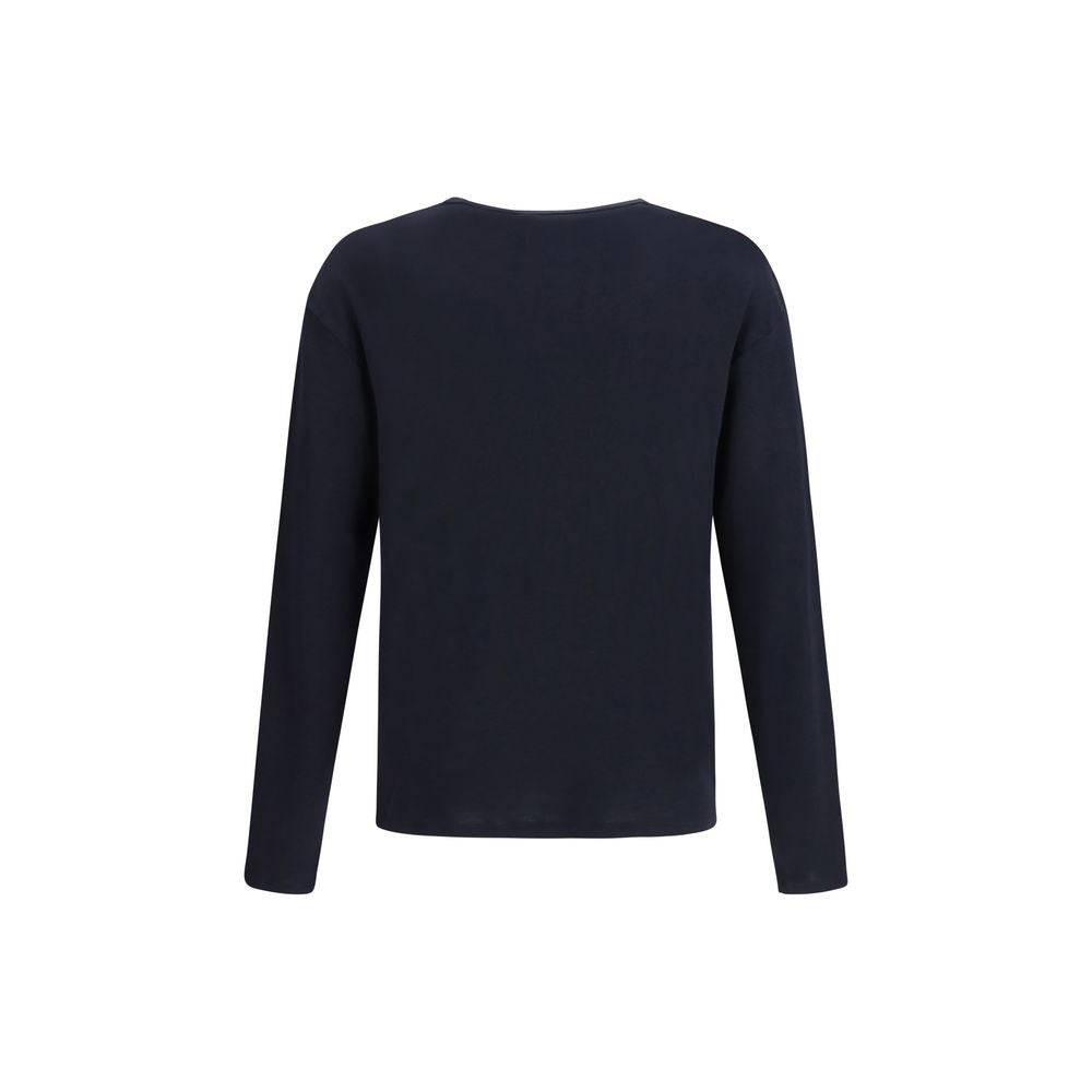 Umit Benan Blaues Baumwoll-Langarmshirt