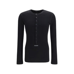 Dolce & Gabbana Schwarzes Langarm-T-Shirt aus Baumwolle