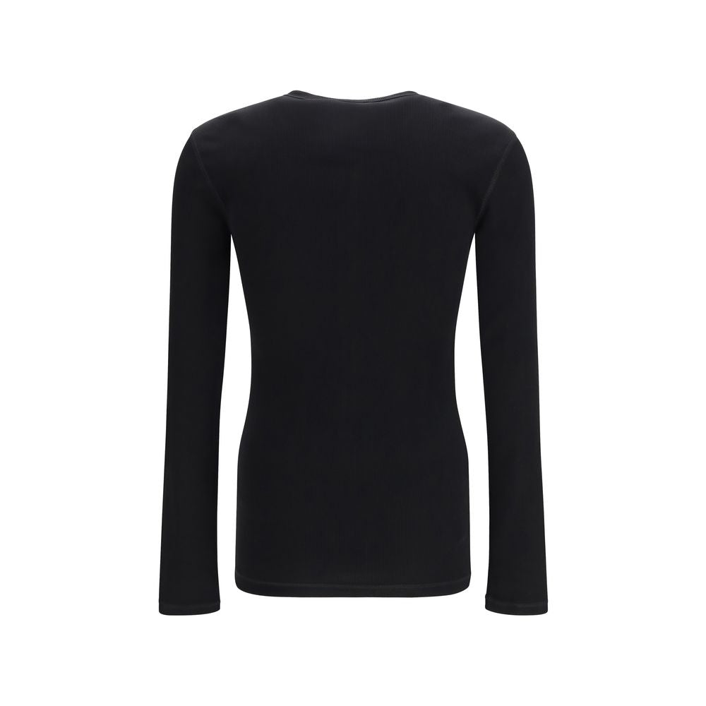 Dolce & Gabbana Schwarzes Langarm-T-Shirt aus Baumwolle