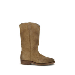 Jil Sander Beige Wildleder-Stiefeletten
