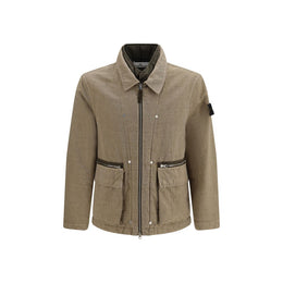 Stone Island Braune Baumwolljacke in voller Länge