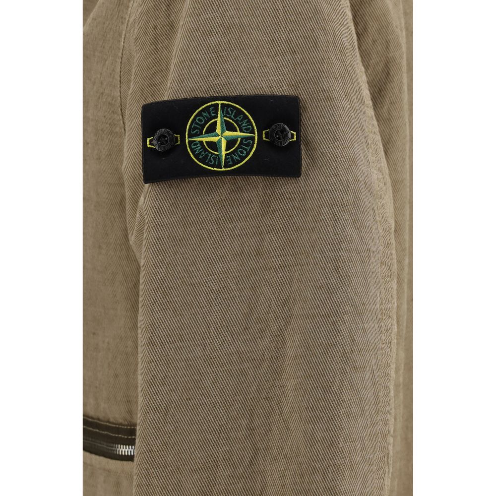 Stone Island Braune Baumwolljacke in voller Länge