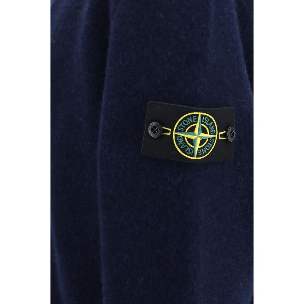Stone Island Blauer Cardigan aus Alpakawolle