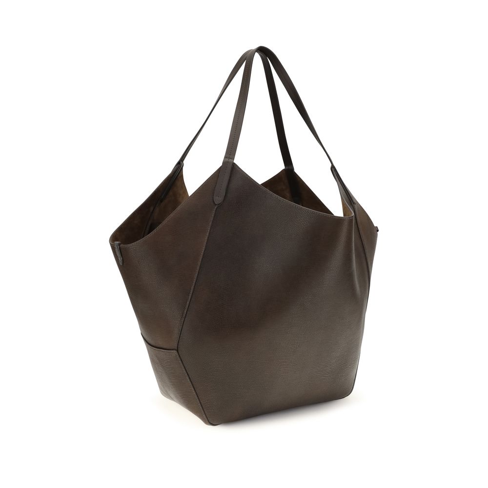 Brunello Cucinelli Braune Kalbsleder Bos Taurus Handtasche