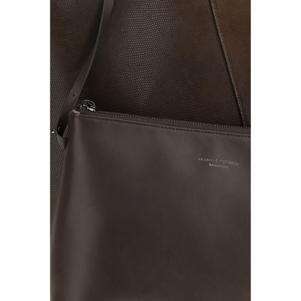 Brunello Cucinelli Braune Kalbsleder Bos Taurus Handtasche