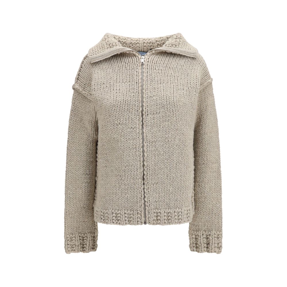 Prada Grauer Woll Cardigan Ovis Aries