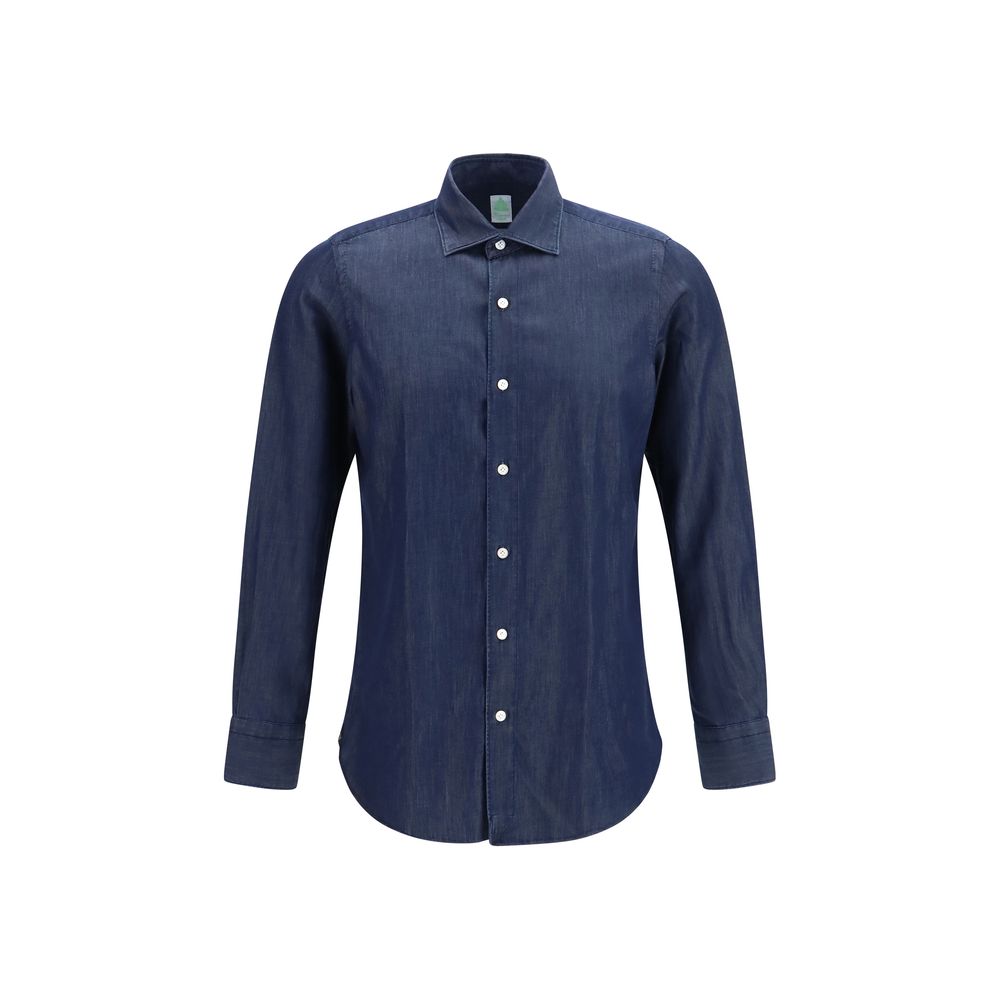 Finamore Blaues Denim-Hemd