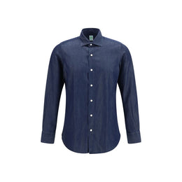 Finamore Blaues Denim-Hemd