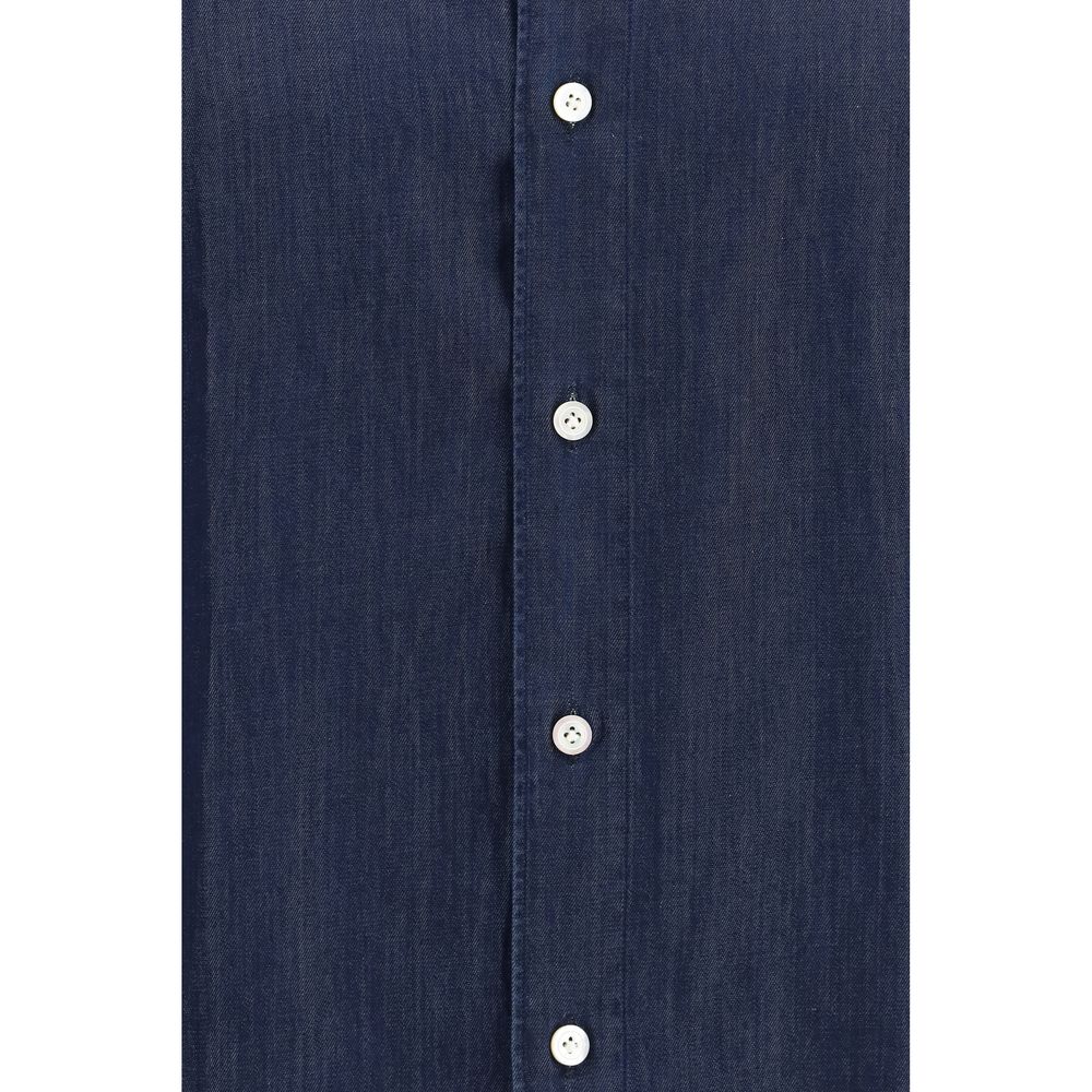 Finamore Blaues Denim-Hemd