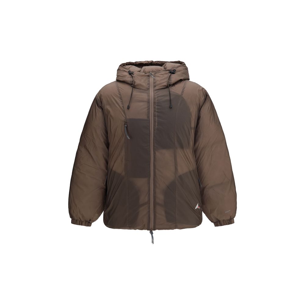 ROA Braune Nylon-Jacke in voller Länge