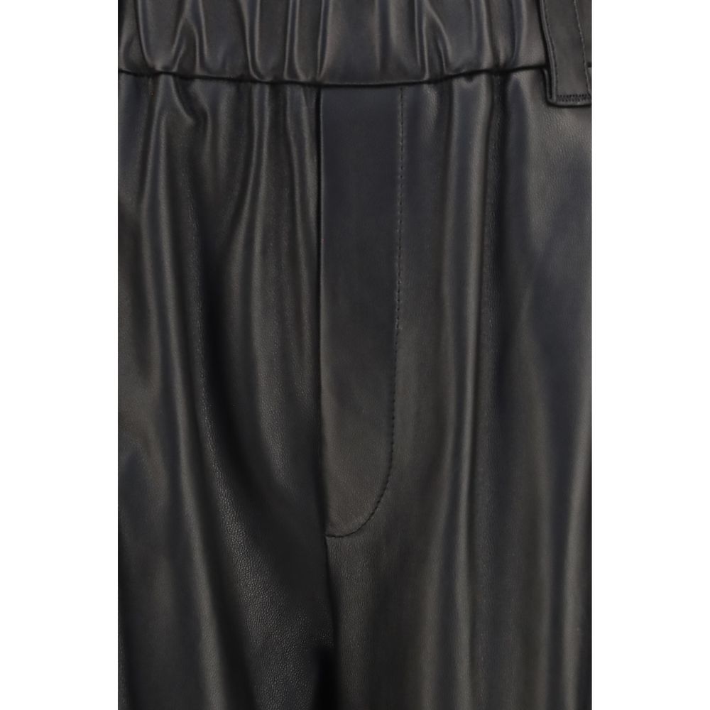 Brunello Cucinelli Schwarze Lederhose