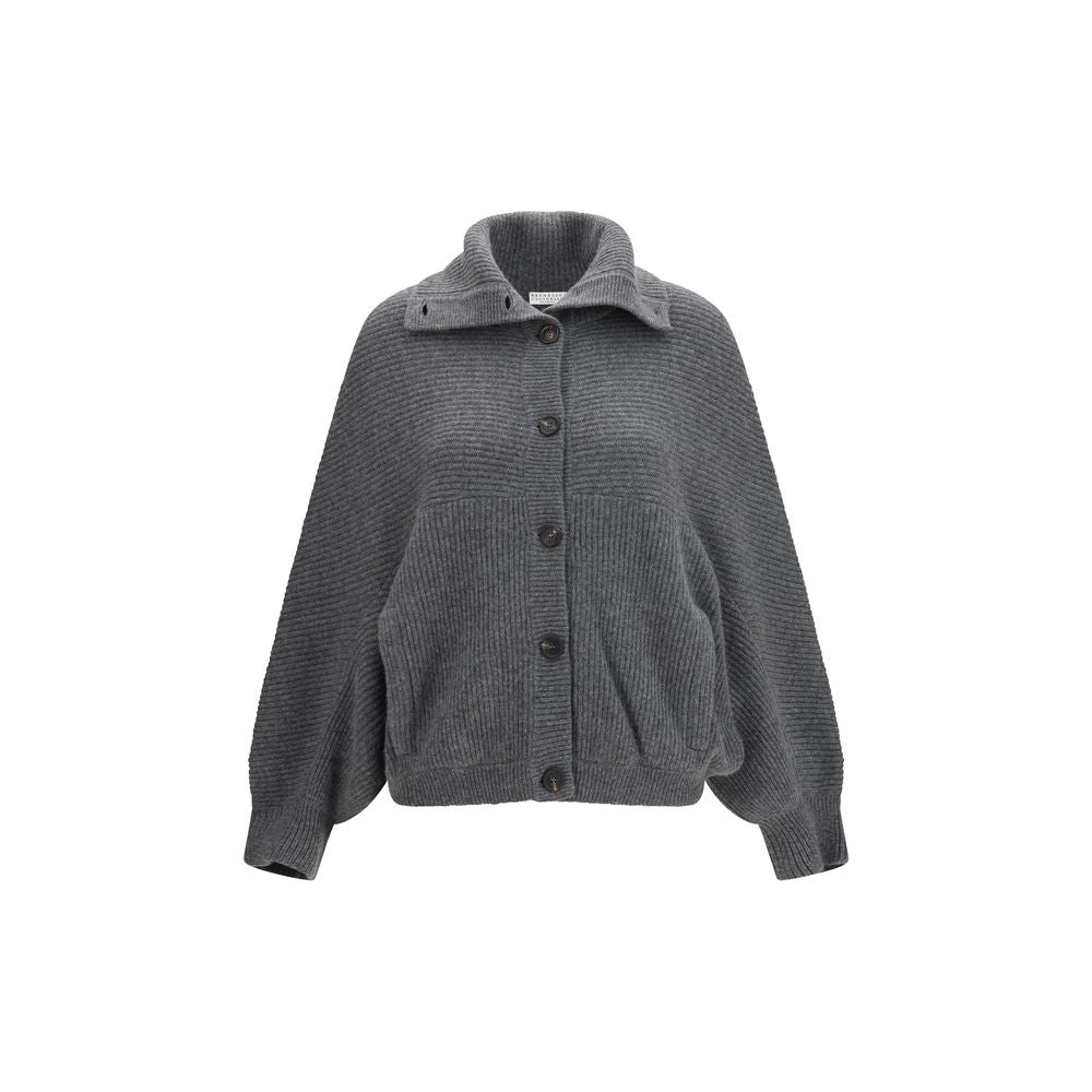 Brunello Cucinelli Grauer Kaschmir-Strickjacke