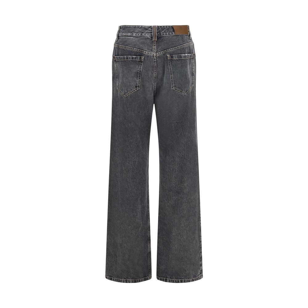 Brunello Cucinelli Graue Jeans aus Baumwolle im geraden Schnitt