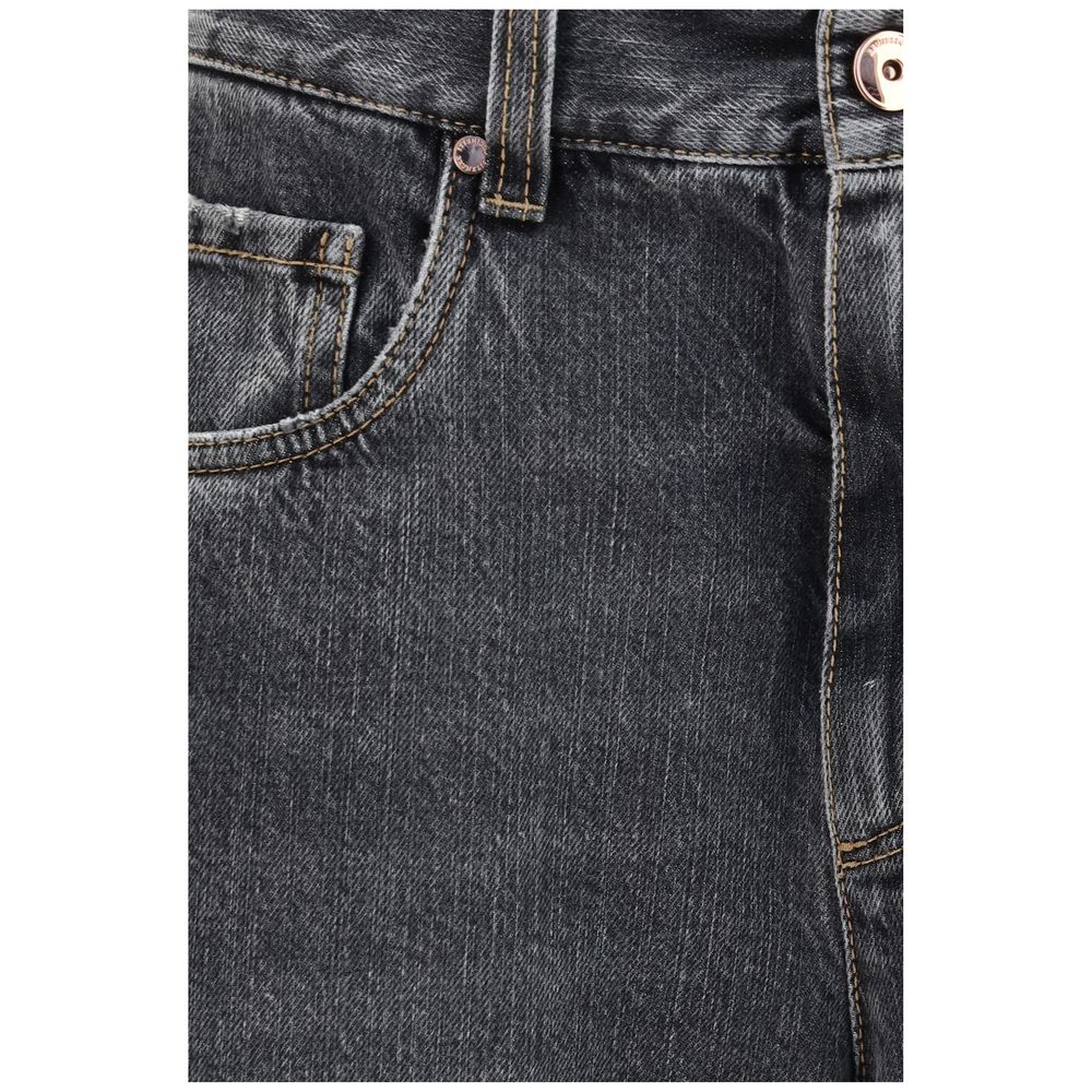 Brunello Cucinelli Graue Jeans aus Baumwolle im geraden Schnitt