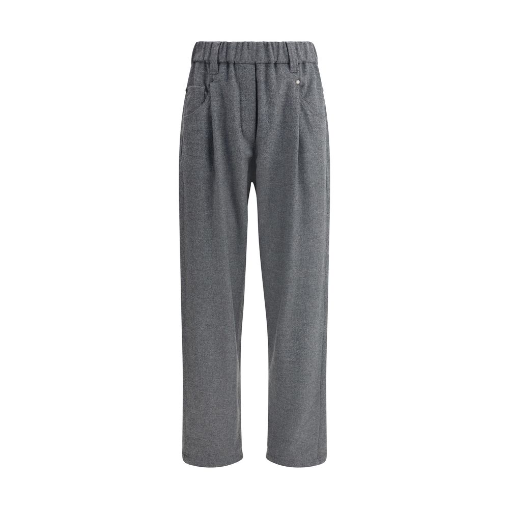 Brunello Cucinelli Graue Woll-Freizeithose