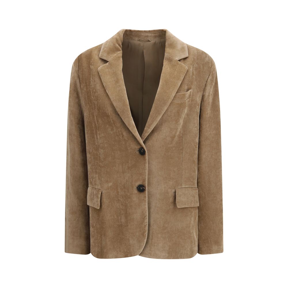 Brunello Cucinelli Beige Viskose-Jacke in voller Länge