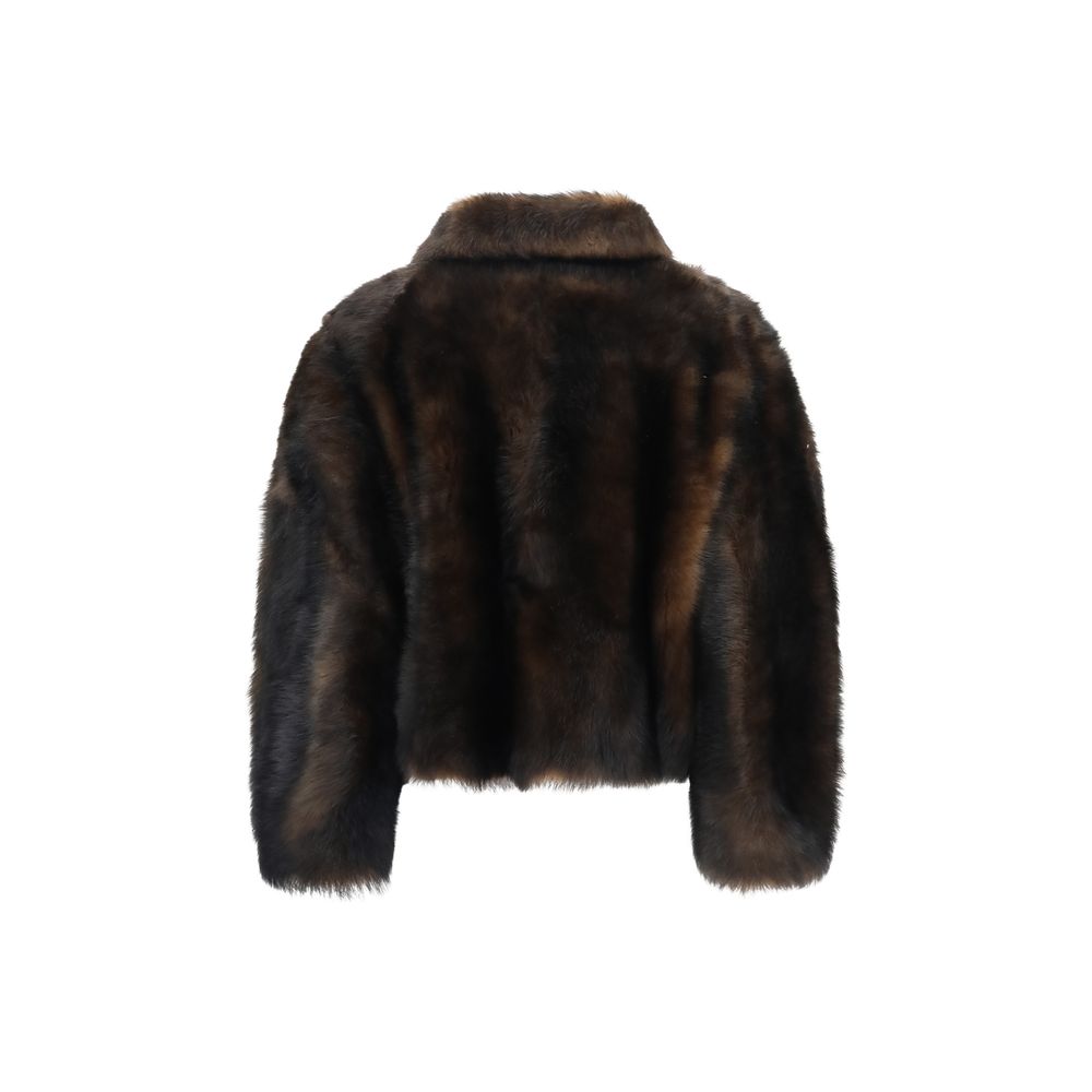 Brunello Cucinelli Braune Lammfelljacke in voller Länge