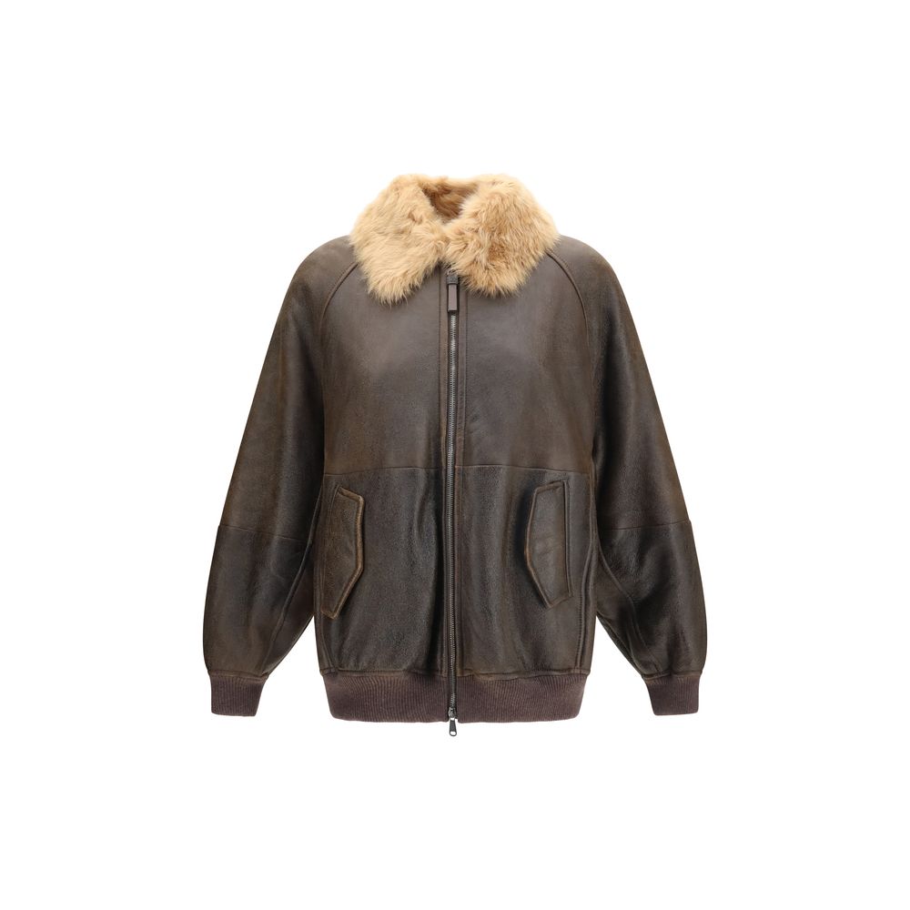 Brunello Cucinelli Brauner Lammleder-Bomber