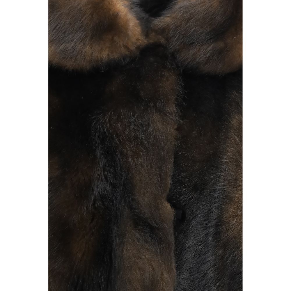 Brunello Cucinelli Braune Lammfelljacke in voller Länge