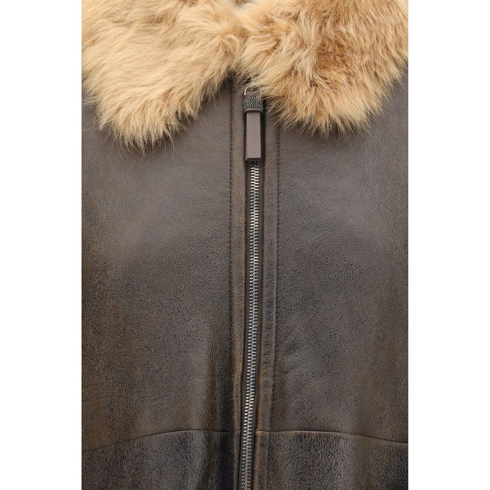 Brunello Cucinelli Brauner Lammleder-Bomber