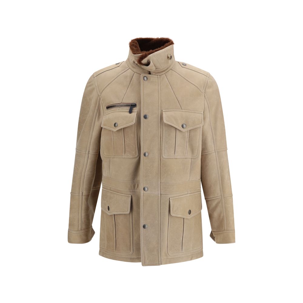 Brunello Cucinelli Beige Lammfell-Mantel