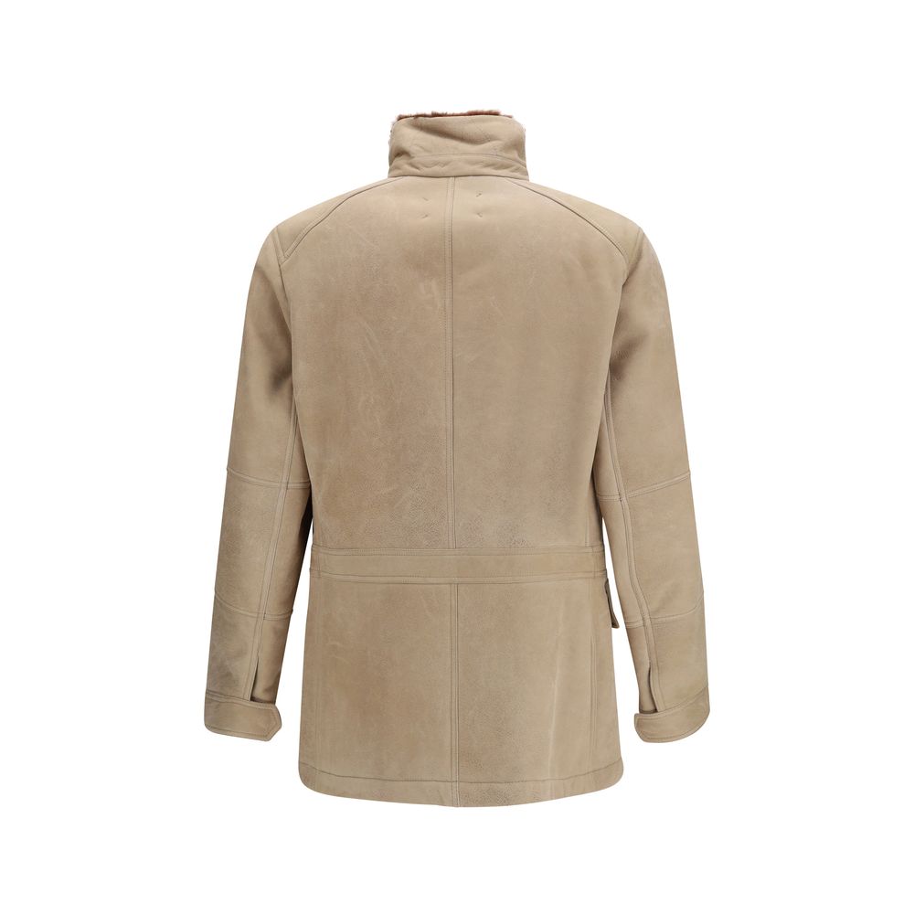 Brunello Cucinelli Beige Lammfell-Mantel