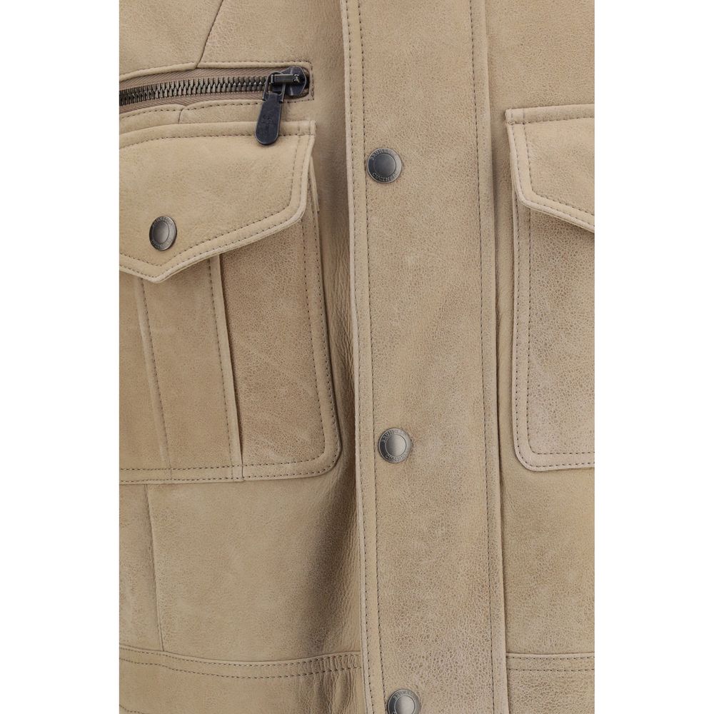 Brunello Cucinelli Beige Lammfell-Mantel