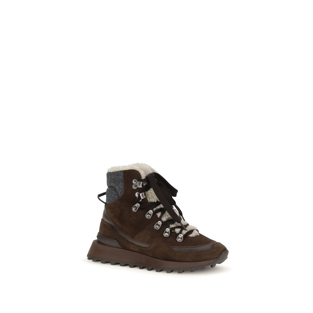 Brunello Cucinelli Braune Schnürstiefel aus Wildleder