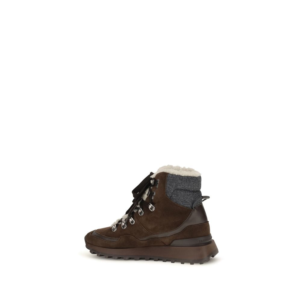 Brunello Cucinelli Braune Schnürstiefel aus Wildleder