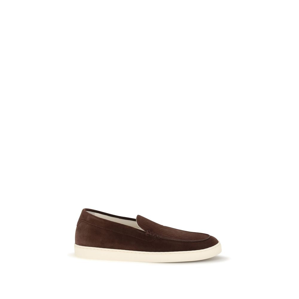 Brunello Cucinelli Bordeaux Kalbsleder Bos Taurus Loafer zum Hineinschlüpfen
