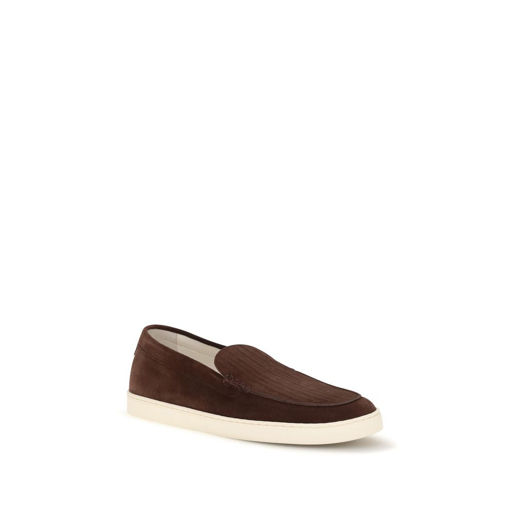 Brunello Cucinelli Bordeaux Kalbsleder Bos Taurus Loafer zum Hineinschlüpfen