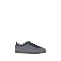 Brunello Cucinelli Graue Bos Taurus Kalbsleder Low-Top-Sneaker