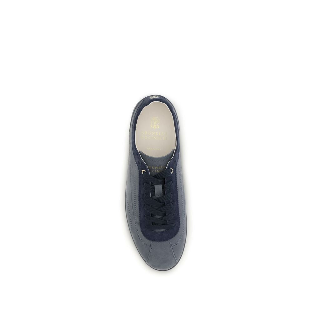 Brunello Cucinelli Graue Bos Taurus Kalbsleder Low-Top-Sneaker
