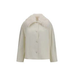 Loulou De Saison Weiße Wolljacke Oves Aries Lang