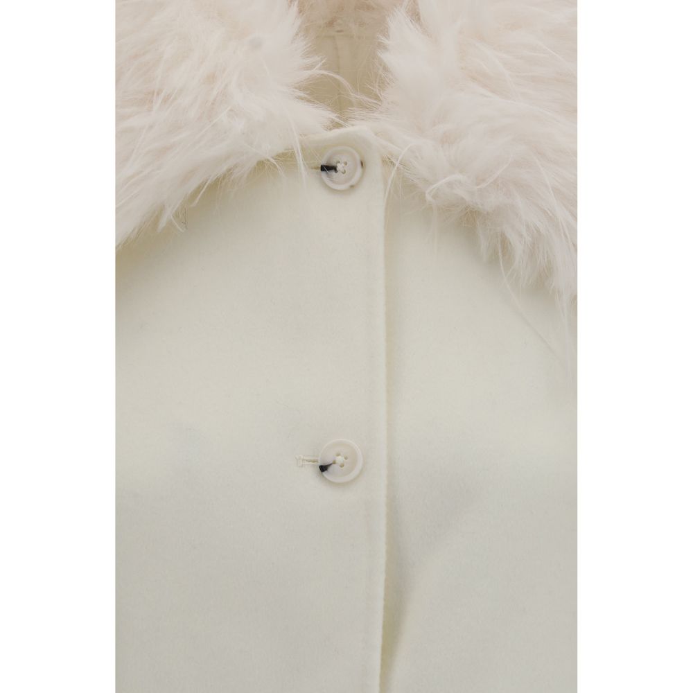 Loulou De Saison Weiße Wolljacke Oves Aries Lang