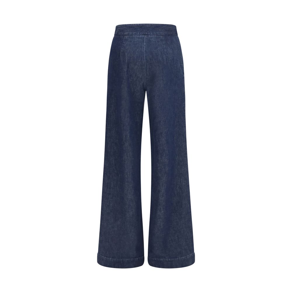 SA SU PHI Blaue Baumwoll-Jeans mit ausgestelltem Bein